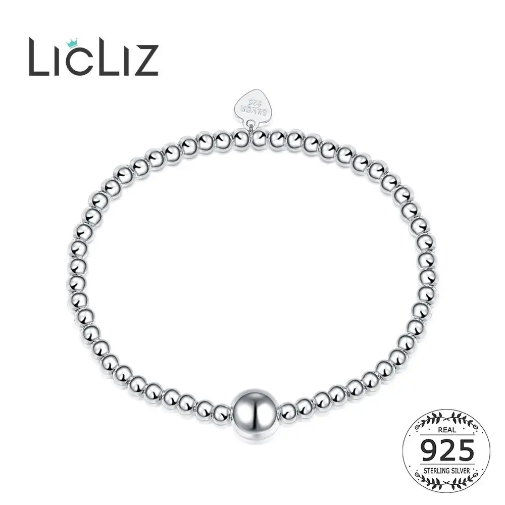 Женский Регулируемый браслет LicLiz из стерлингового серебра 925 пробы с бусинами и