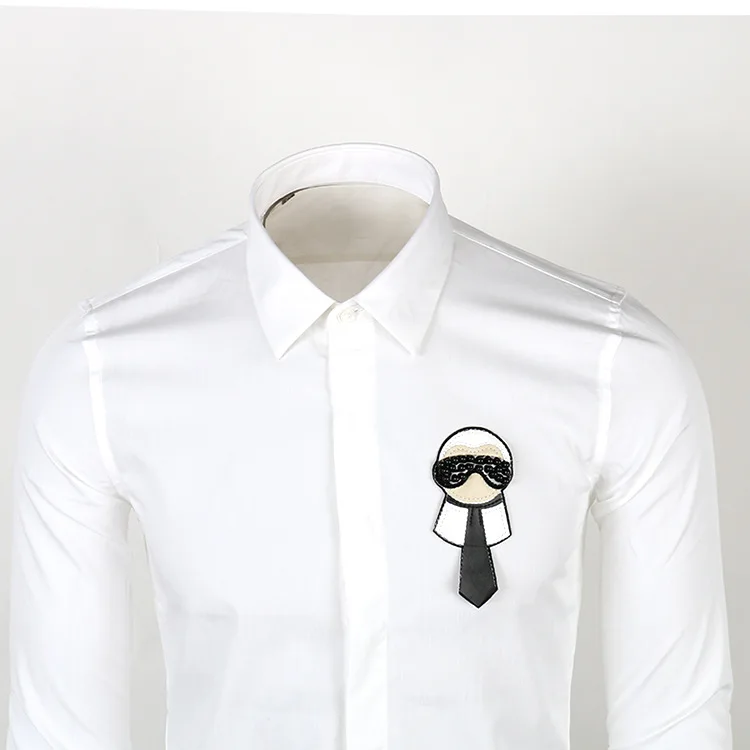 

Digital Men New 2020 Leather beaded Doll Fashion Cotton Casual Shirts Shirt High quality Pocket Long-sleeves S 2XL #N196