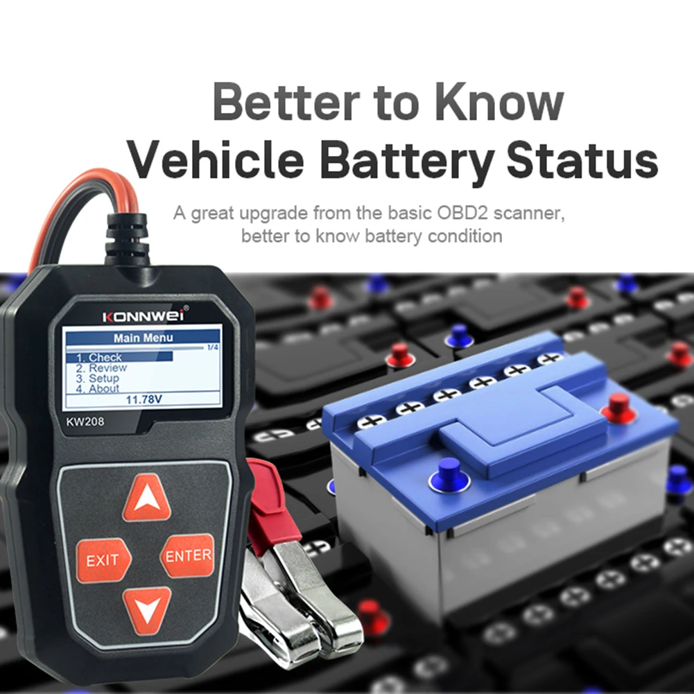 

KONNWEI KW208 Car Battery Tester Automotive Battery Cranking and Charging System Test Scan Tool with LCD Screen Car Electronics