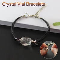 2pcs crystal vials with hand woven black cord cremation jewelry memorial jewelry for ash keepsake urn bracelet