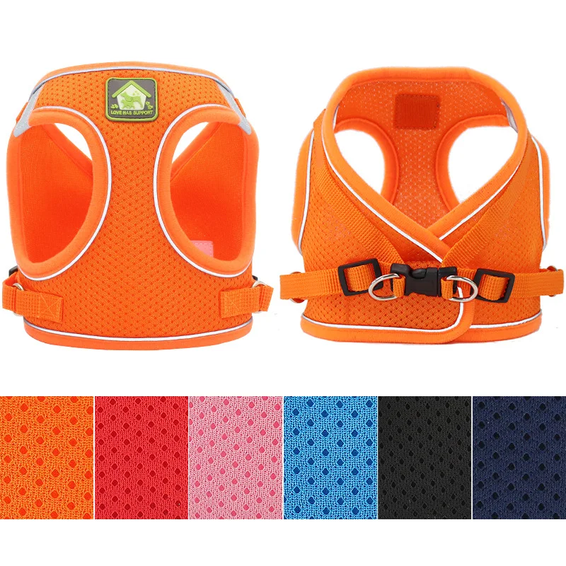 

Four Seasons Available Night Reflective Breathable Solid Color Chest Straps Vest Type Dog Safety and Comfort 1.5m Leash