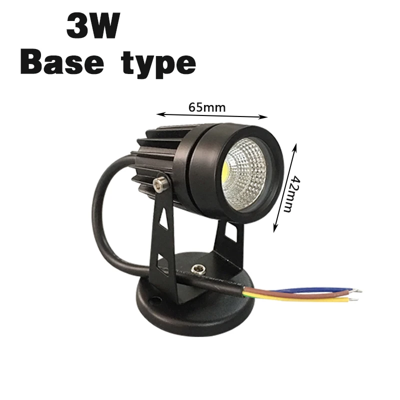 3W Base type Уличный светодиодный светильник для сада, лужайки, 5 Вт, 10 Вт, ландшафтный светильник, Спайк, водонепроницаемый, AC85-265V, DC12V, лампа, теплый белый, зеленый, точечный светильник s - Испускаемый цвет: 3W Base type