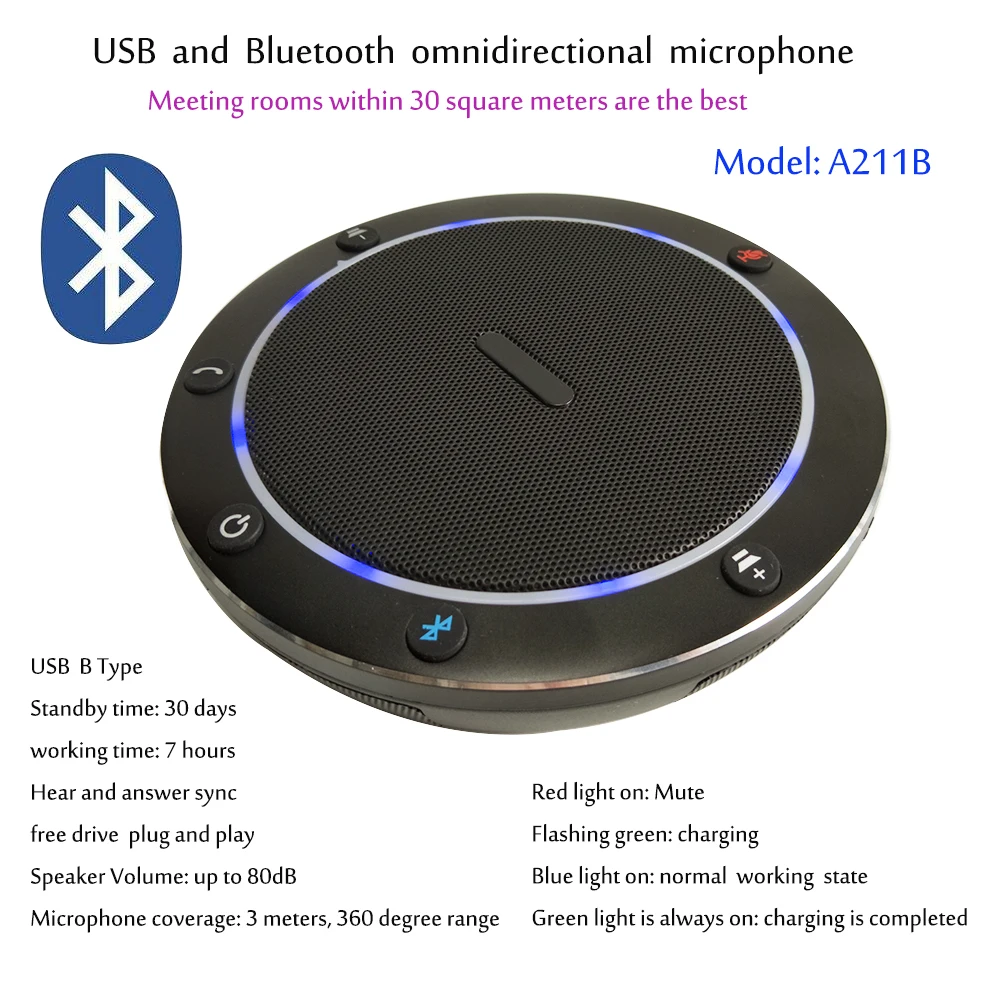 Микрофон для видеоконференции A211B Bluetooth колонка звукосниматель микрофон
