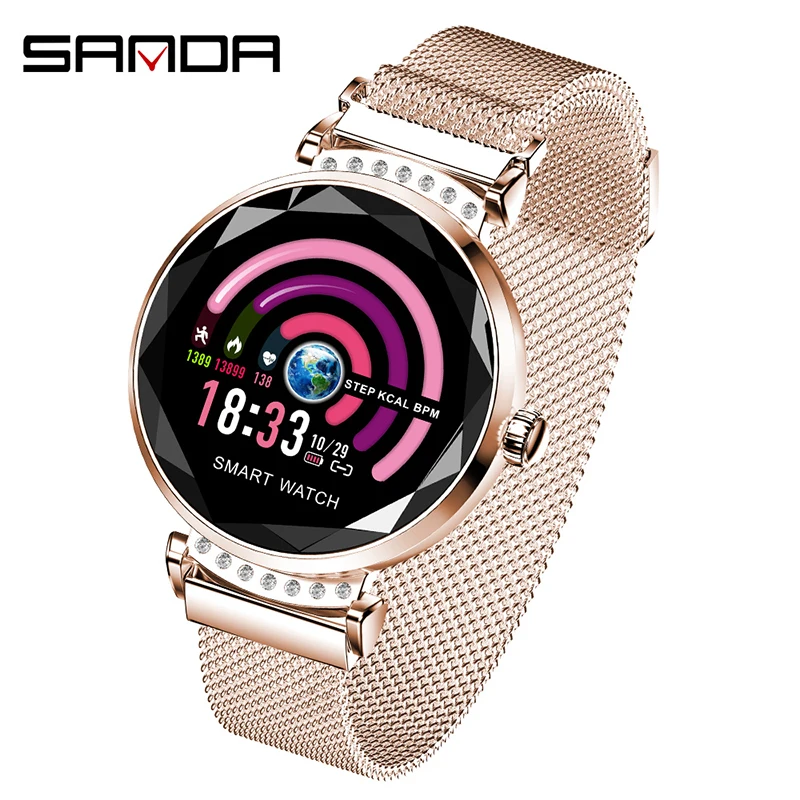 Rose Gold SANDA H2 женщины физиологический период предсказания смарт-платье наручные часы кровяное давление вызов напоминание о частоте Пульса Монитор калорий - Цвет: Rose Gold