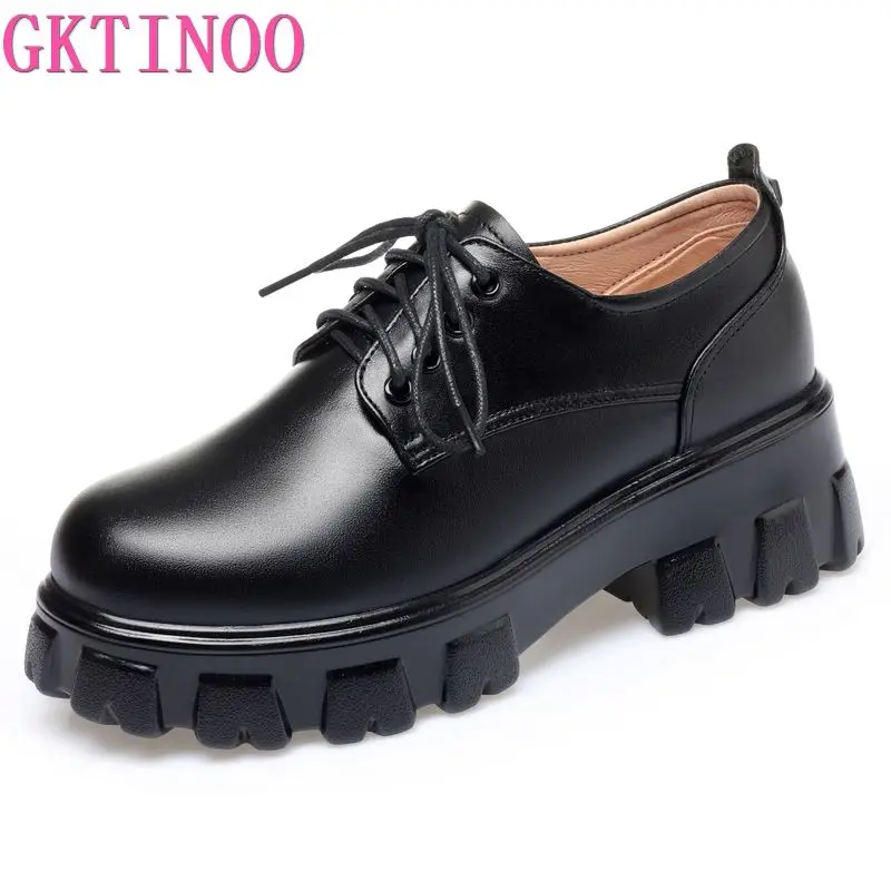 

GKTINOO/женские лоферы; Сезон весна; Новинка 2022 года; Женские оксфорды из натуральной кожи в британском стиле; Женская обувь на платформе; Больш...