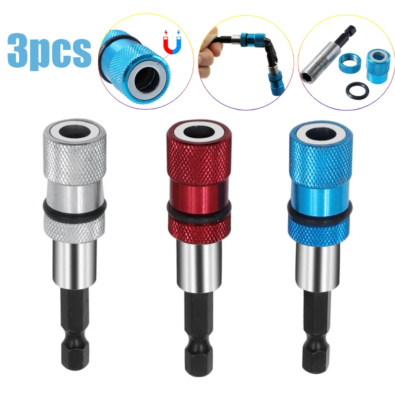 

3pcs 1/4" 6.35mm Magnetic Hexagonal Handle Square Head Sleeve Rod Wind Batch Electric Sleeve Connection Conversion Extension Rod