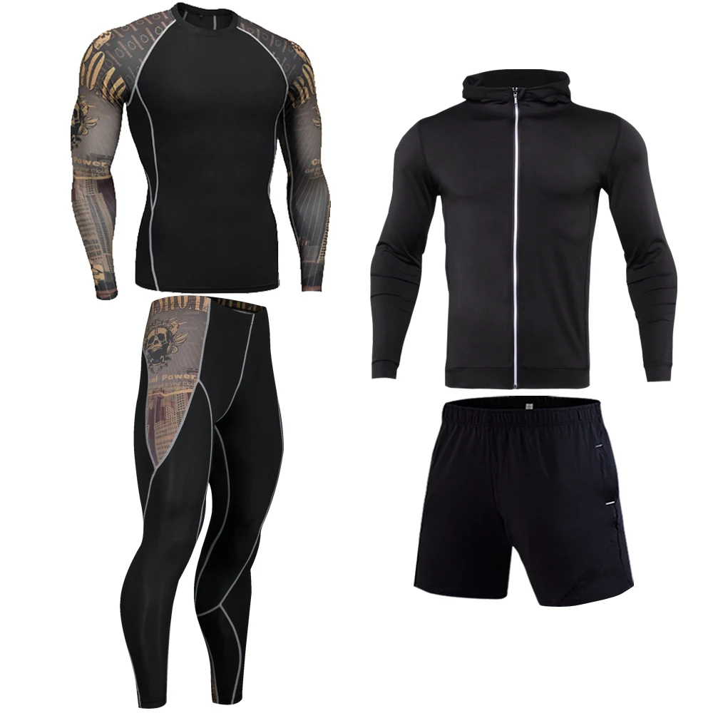 Running Men’s Thermal Underwear Underpants Set Sports Compression Suit Sportswear Men’s Fitness Slim Jogging Basic Layer Set