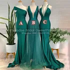 Платье-Русалка для подружек невесты, с длинным шлейфом, без рукавов, с V-образным вырезом, для свадебной вечеринки, 2021