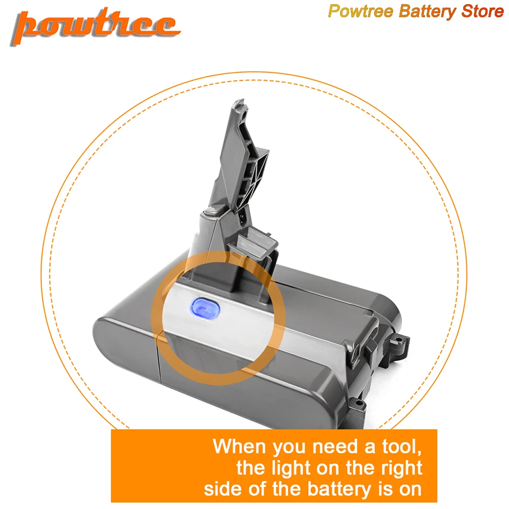 Powtree 6000mAh 21.6V Li-ion Battery Replacement For Dyson V7 Motorhead Animal Trigger HEPA Handheld Vacuum Cleaners L70 | Электроника