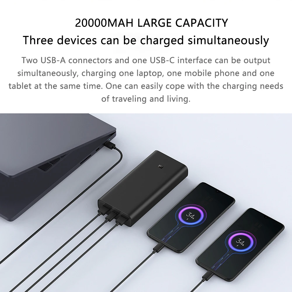 Xiao mi power bank 3 супер быстрое зарядное устройство 20000 мАч 50 Вт Максимальная Быстрая
