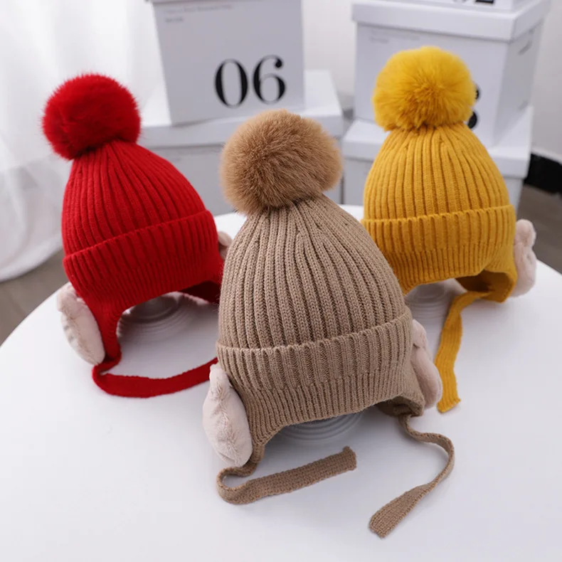 Осенне зимняя теплая шапка для малышей милые животные и удобная защиты ушей