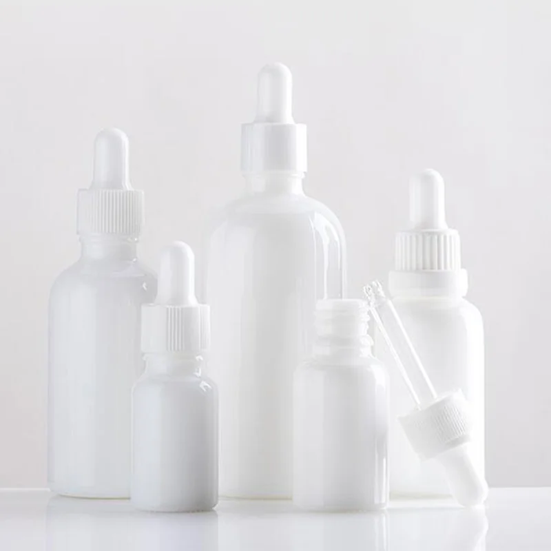 Gotero de cristal blanco para líquidos, frascos con pipeta para Perfume y aceites esenciales, 100ml, 50ml, 30ml, 15ml, 10ml
