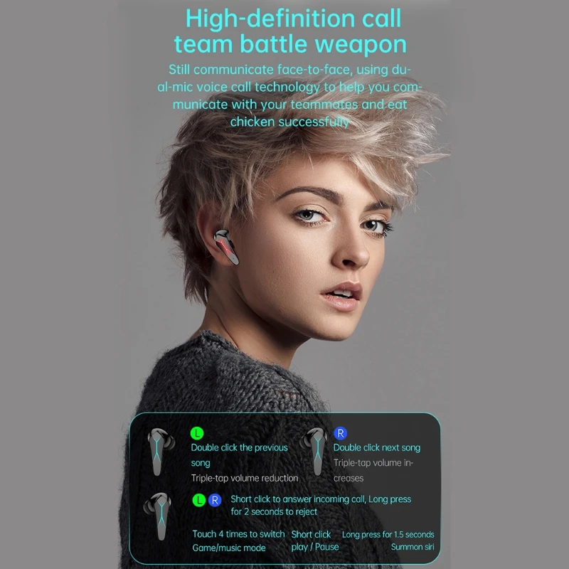 Беспроводная гарнитура с шумоподавлением водонепроницаемая Ipx 7 сенсорное