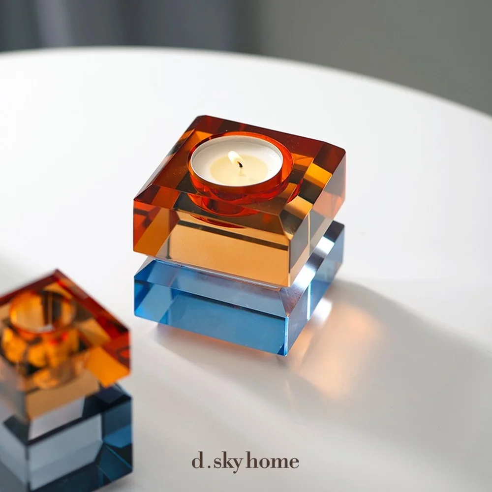 

Crystal Cups Candle Holders Glass Modern Geometric Outdoor Nordic Wedding Romantic Garden Luxury Candelero Home Decor