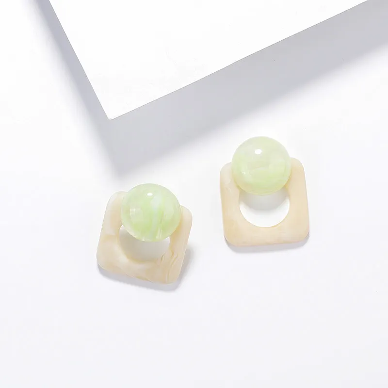 Beige Square Resin AENSOA этнические деревянные геометрические круглые овальные квадратные висячие серьги винтажные коричневые массивные серьги из акриловой смолы модные ювелирные изделия - Окраска металла: Beige Square Resin