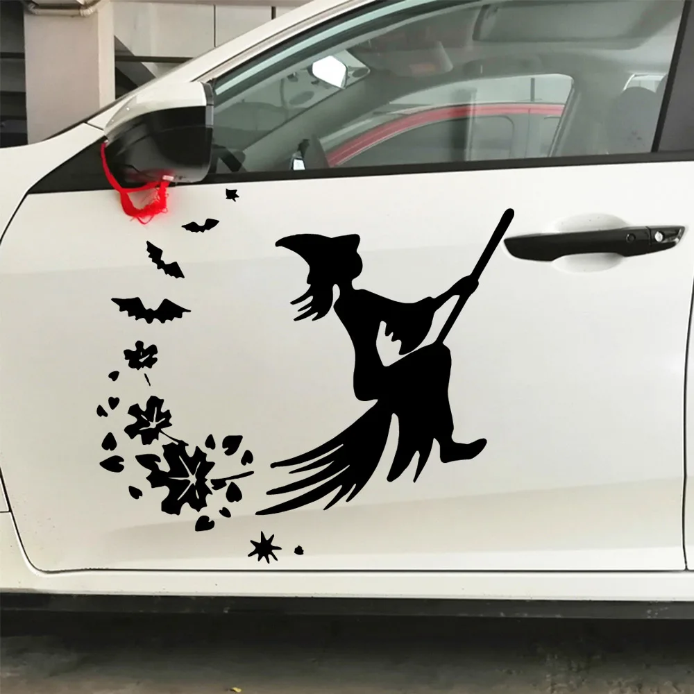 

Newest Witch Auto Sticker Cover Scratches Cartoon Window Decal For Motorcycle Vw Bmw E46 Ford Focus