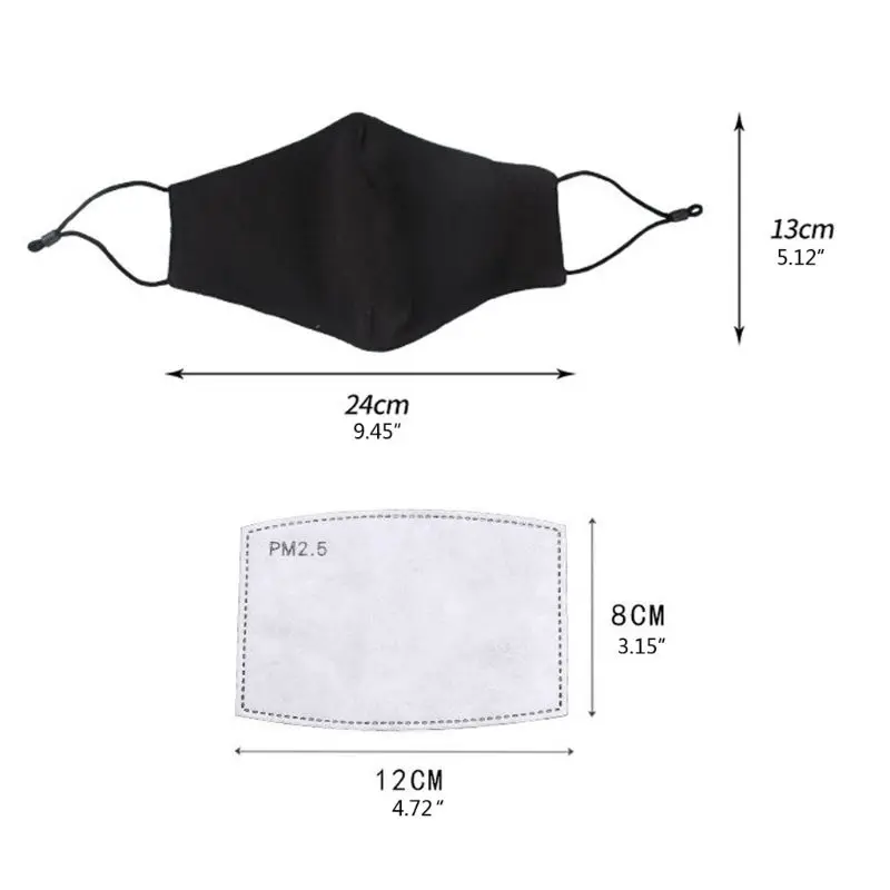 

Adult PM2.5 Activated Carbon Filter Face Mask Dust-Proof Breatheable Filter Insert Protective Washable Cotton Face Mask