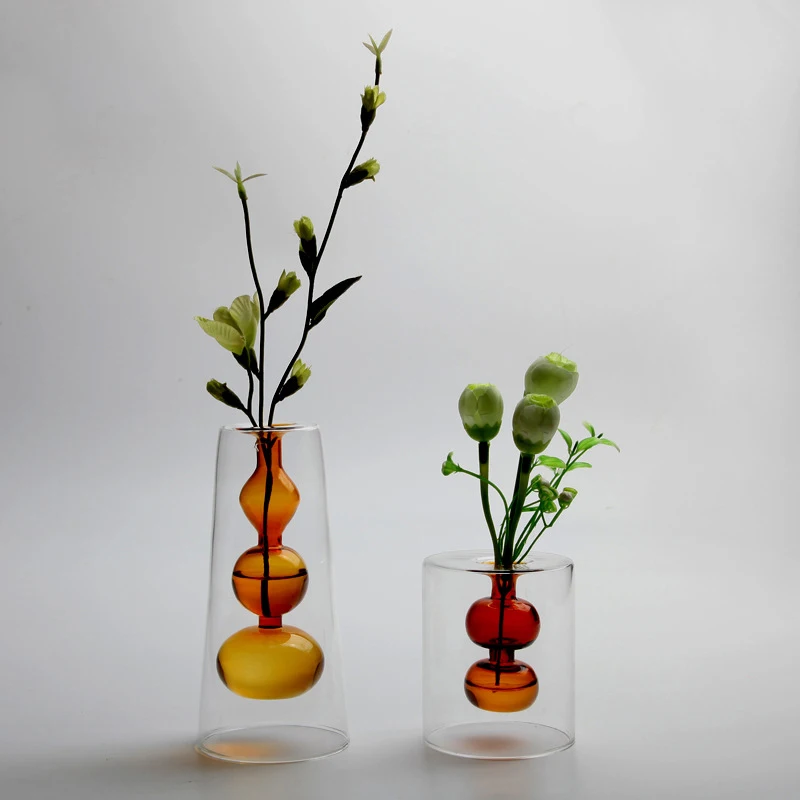 Европейская креативная двухслойная стеклянная ваза с внутренним узлом