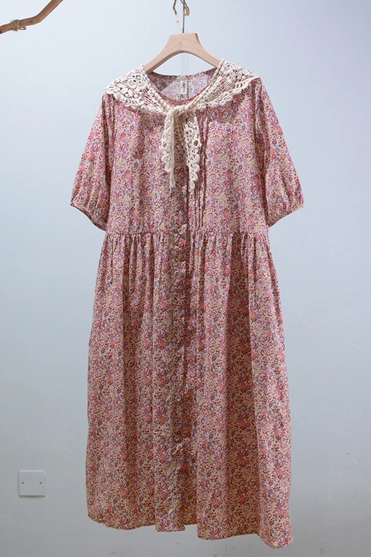 

Summer Dress 2021 trend fashion women clothing floral print cotton linen dress sweet short sleeve casual dress