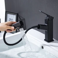 washbasin faucet hot and cold toilet household single hole pull out basin wash basin faucet black