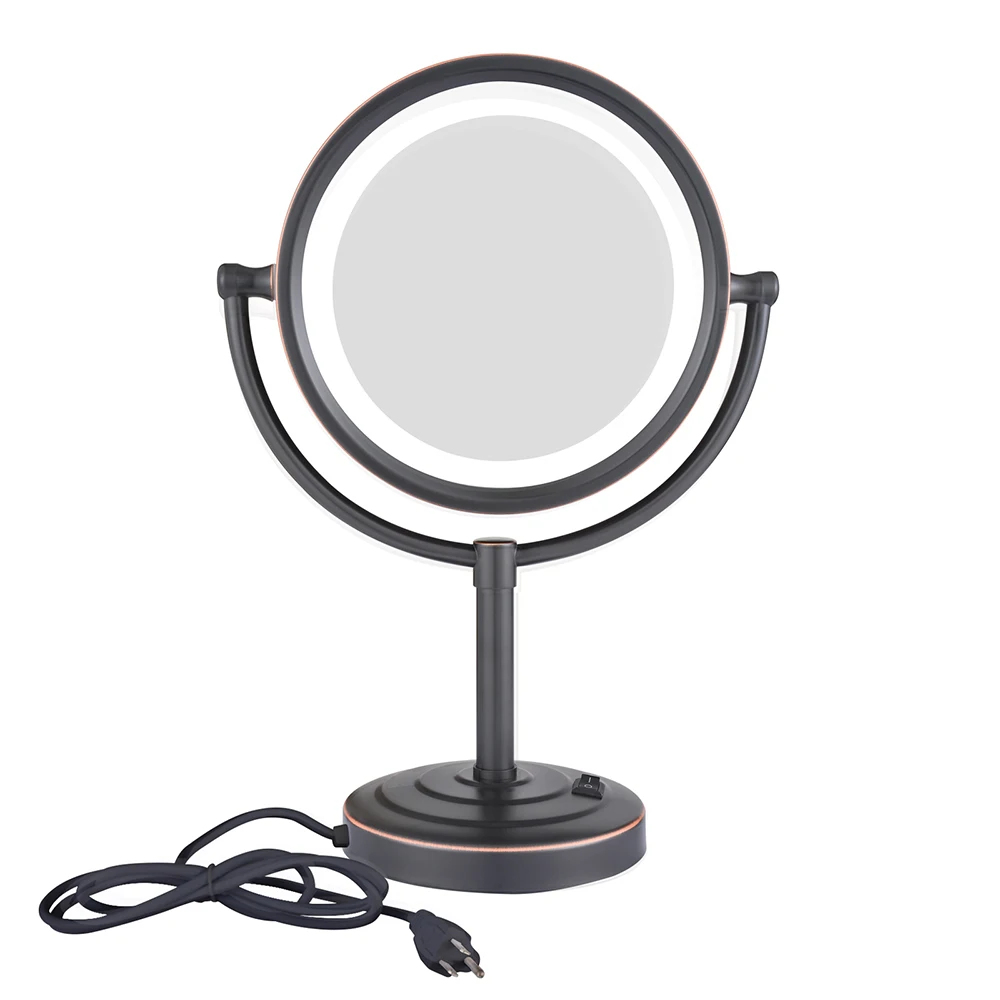 

GURUN 8.5-Inch Oil-rubbed Bronze Finished 5/7/10X Magnification LED Lighted Double Sided Tabletop Vanity Makeup Mirrors Standing