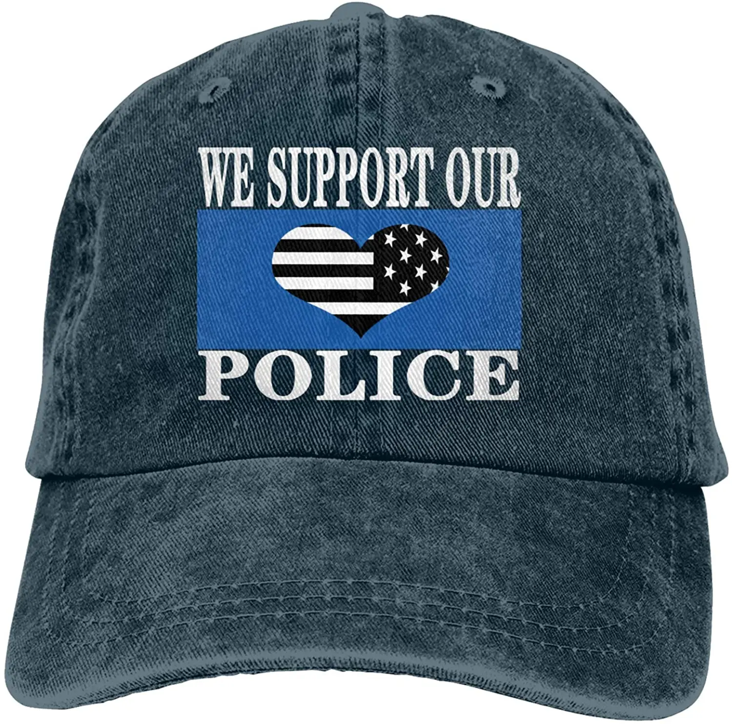 

We Support Our Police Sports Denim Cap Adjustable Unisex Plain Baseball Cowboy Snapback Hat