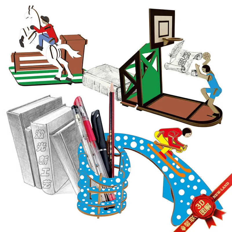 1 шт. модный креативный Деревянный Мини пазл держатель для ручек модель детей