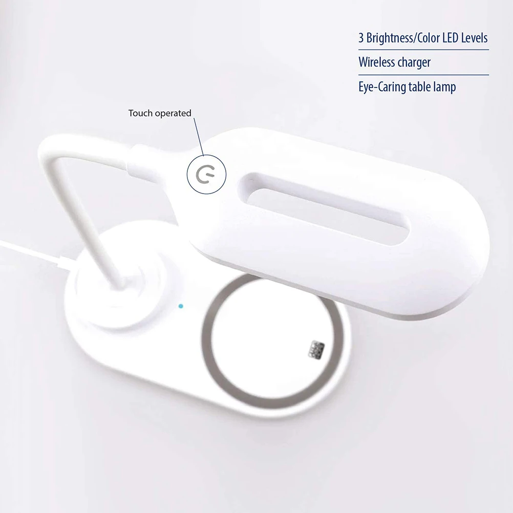 Светодиодная настольная лампа с беспроводным зарядным устройством 3 уровня