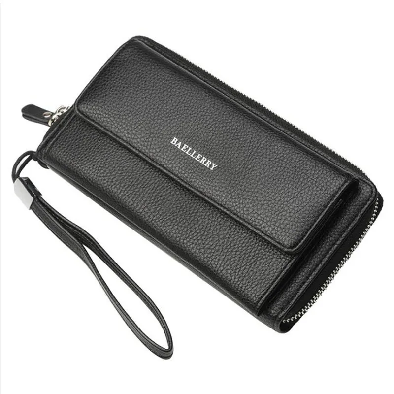 2019 Long Wallet Men Leather Hasp Phone Pocket Large Zipper Wallets Purse Business Card Holder Male Clutch Bag Black | Багаж и сумки