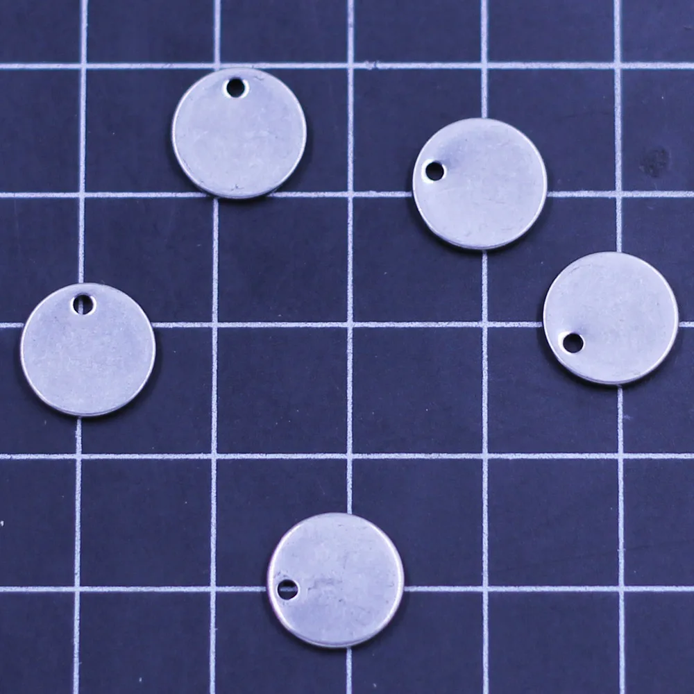 

100Pcs Round Blank Cabochon Base Dog Tag Stainless Steel Pendants Charms For Necklace DIY Jewelry Making Component 10mm