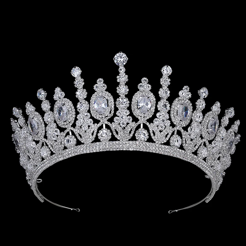Hadiyana новые свадебные классические короны Couronne De Mariage Роскошные эллиптические циркониевые свадебные Большие короны для женщин BC4053