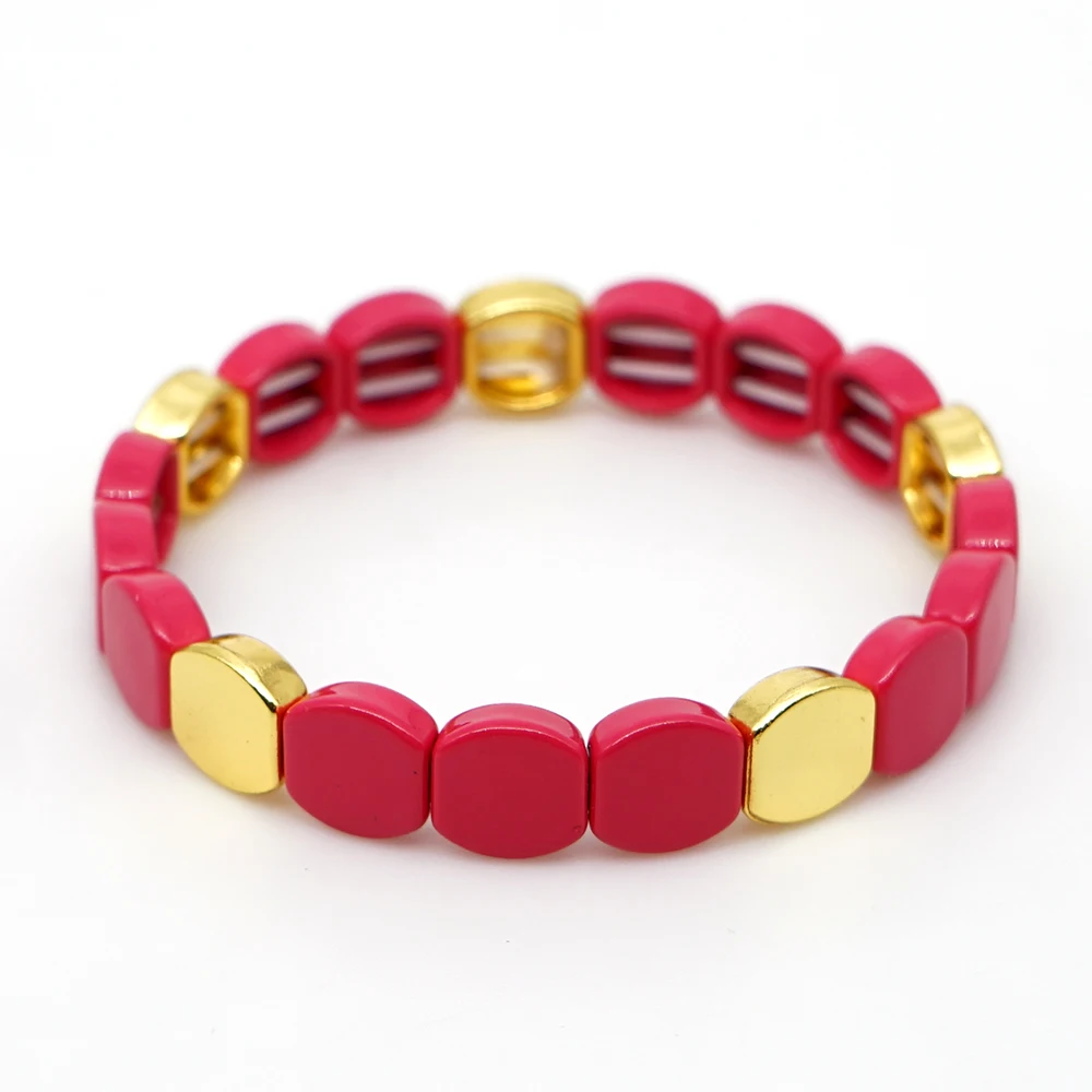 

Shinus Enamel Bracelet Bangle Women Tile Beads Heart Bracelets Femme Jewellery Pulseras Mujer 2021 Jewelry Red Bijoux Gift