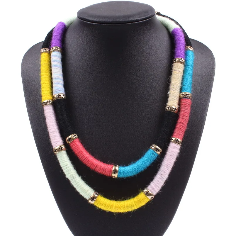 2020 Hot Koop Fashion Design Kleurrijke String Cross Ketting Elegante Sieraden Voor Vrouwen Party Big Verklaring Rope Chain Sieraden 2020 Hot Koop Fashion Design Kleurrijke String Cross Ketting Elegante Sieraden Voor Vrouwen Party Big Verklaring Rope Chain Sieraden