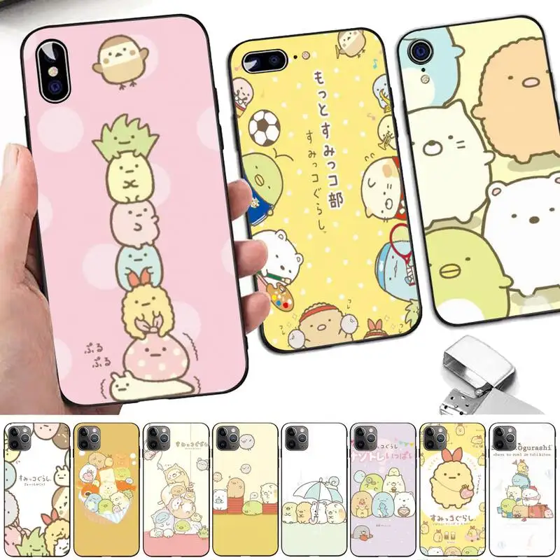 

Cute Japan Kawaii Cartoon Sumikko Gurashi Babay Phone Case for iphone 13 8 7 6 6S Plus X 5S SE 2020 XR 11 12 pro XS MAX