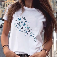 women graphic butterfly printing 90s cute summer spring trend casual fashion print female clothes tops tees tshirt t shirt