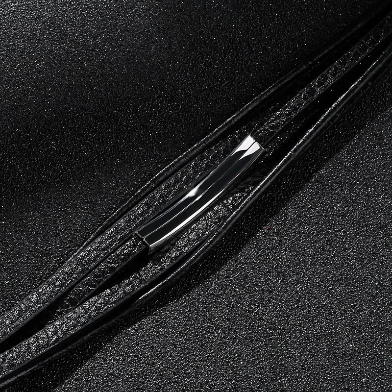 Многослойный браслет из натуральной кожи XiongHang мужской нержавеющей стали с