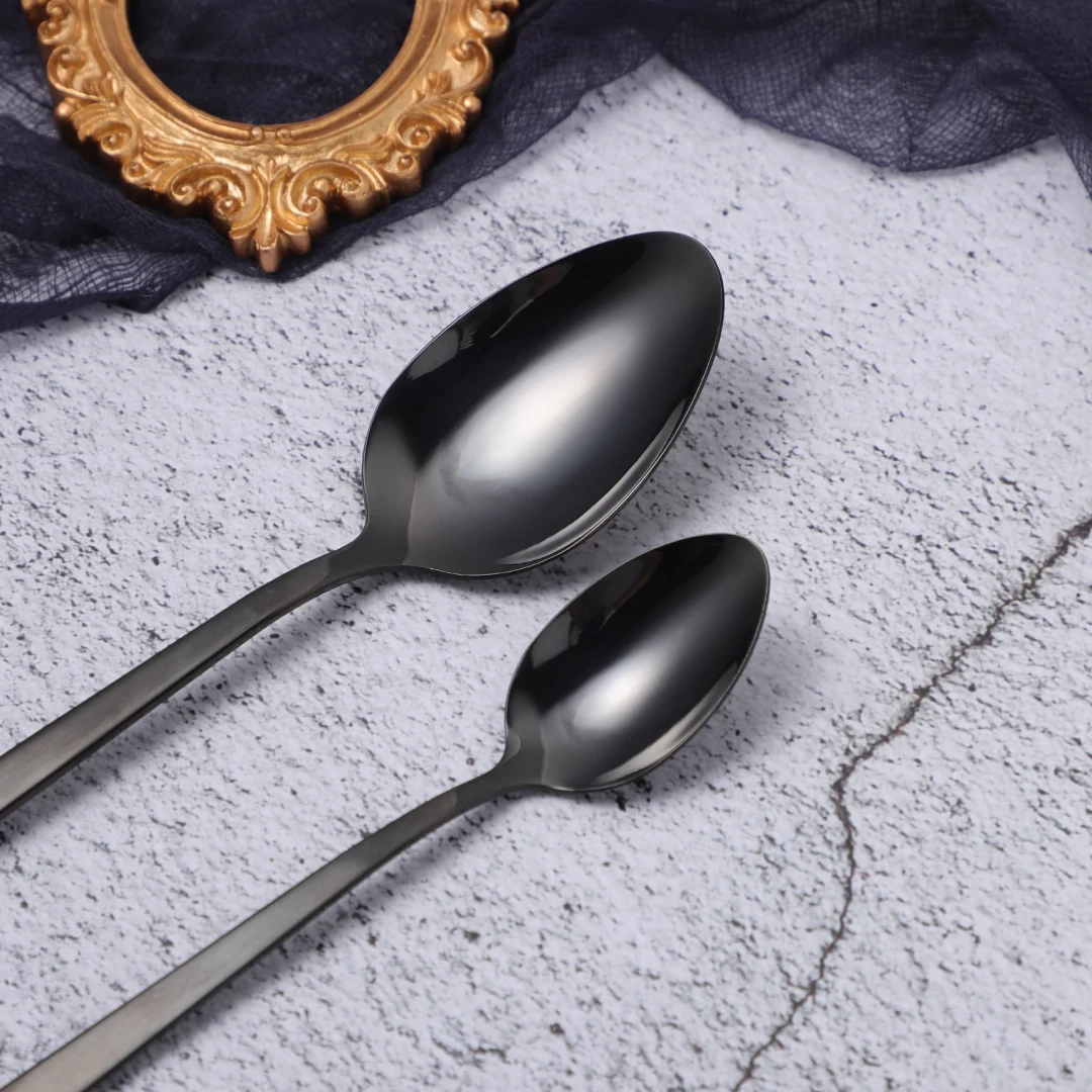 Черный набор столовых приборов черный из нержавеющей стали кухонный | Дом и сад