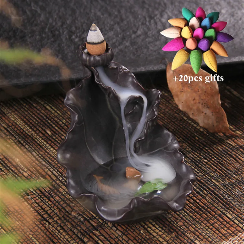 Лотос пруд с рыбой обратного потока благовония горелка домашний декор