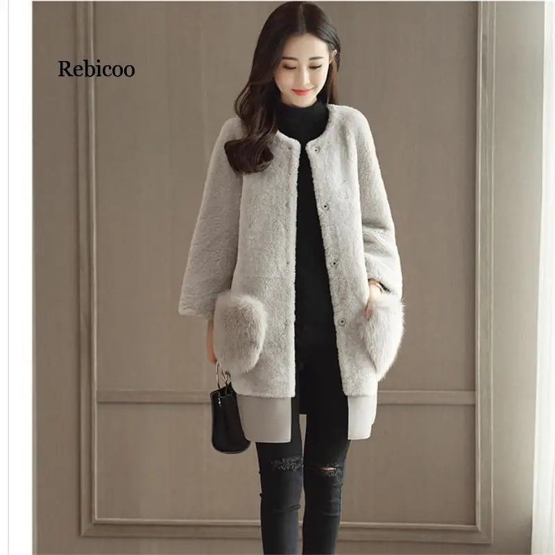 Пальто женское зимнее из искусственного меха длинное однотонное