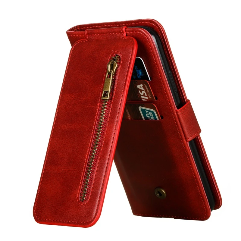 Кожаный флип чехол на молнии для iphone 11 Pro Max X XS XR Роскошный Ретро кошелек с