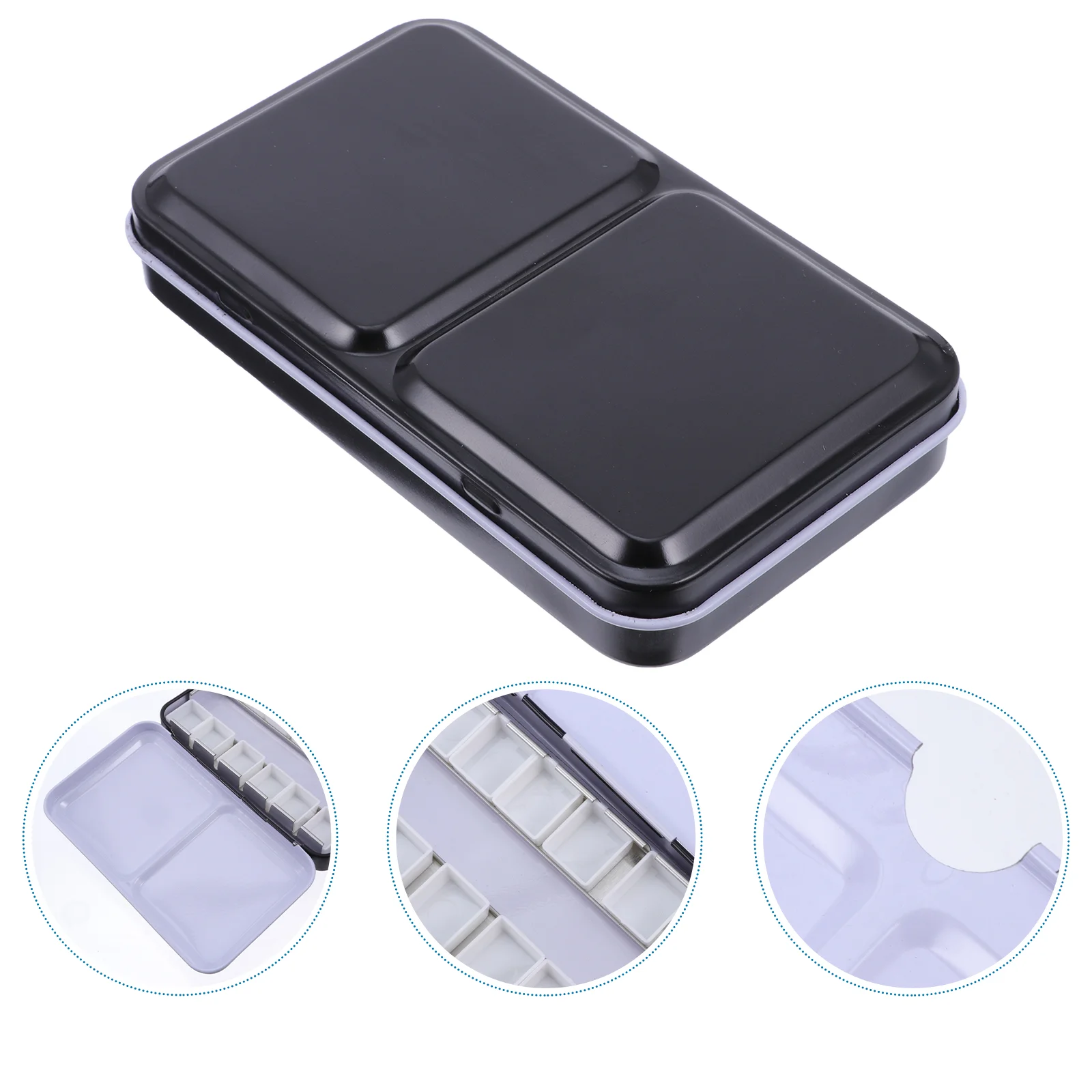 

1 Набор пустой лоток для хранения акварели, портативные ящики для рисования для школьного лагеря (черный)