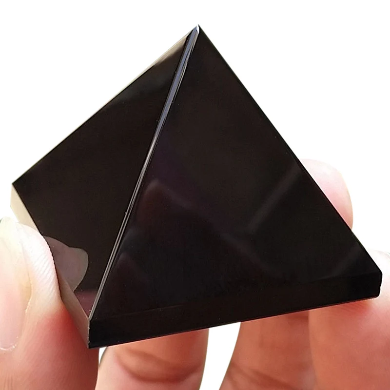 

Natural Black Obsidian Quartz Crystal Gift Home Decor Pyramid Healing Crystal Crafts CLH@8