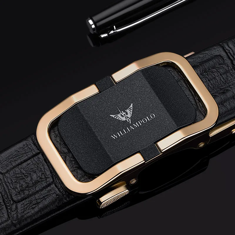 Мужской ремень из натуральной кожи WILLIAMPOLO Роскошный дизайнерский золотистого