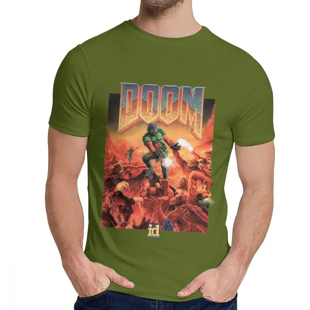 Picture Custom Doom II Hell On Earth 1994 T Shirt For Male Summer Cool Man Cotton T Shirt S-6XL - Цвет: Армейский зеленый
