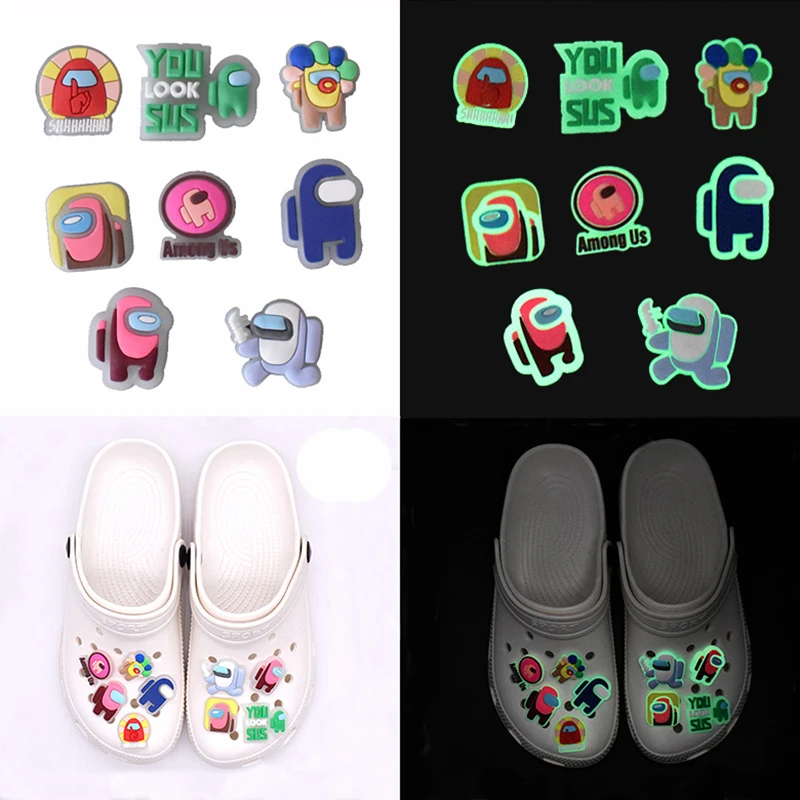 

8pcs Cute Impostor Glow Shoes Accessories Toy PVC Croc Jibbits Anime Garden Shoes Decor Jibz for Croc Charms Bracelets Kids Gift