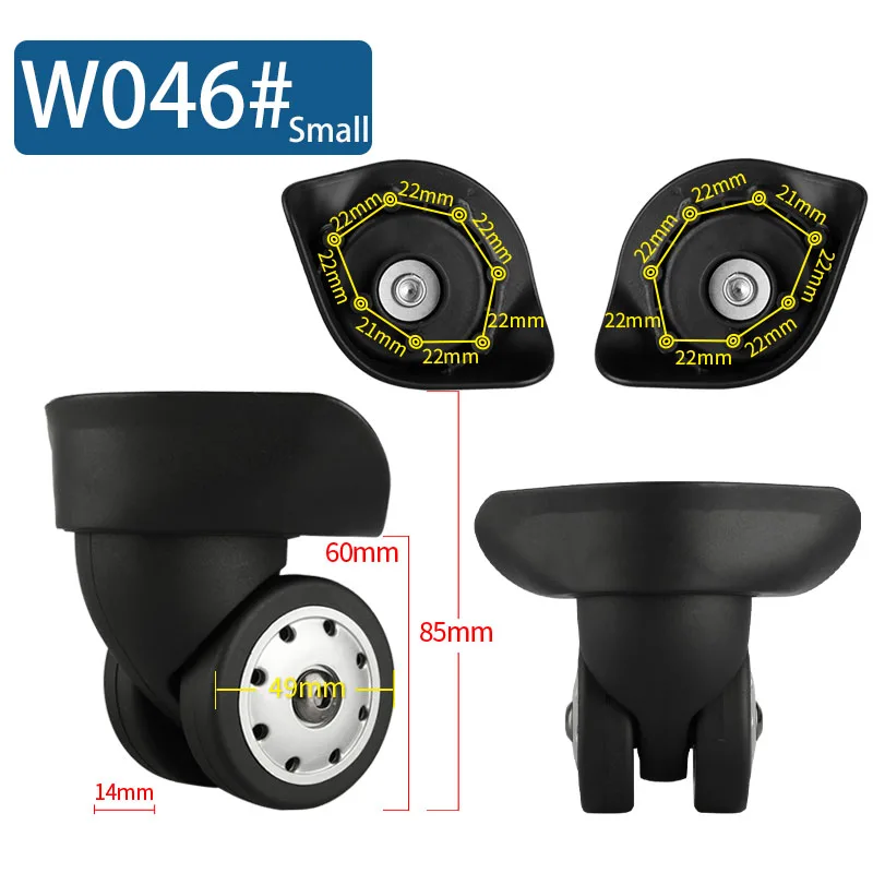 W046 Small Black Сменные колеса для багажа, складные колеса для ремонта, запасные колеса для чемоданов, ролики для чемоданов - Цвет: W046 Small Black