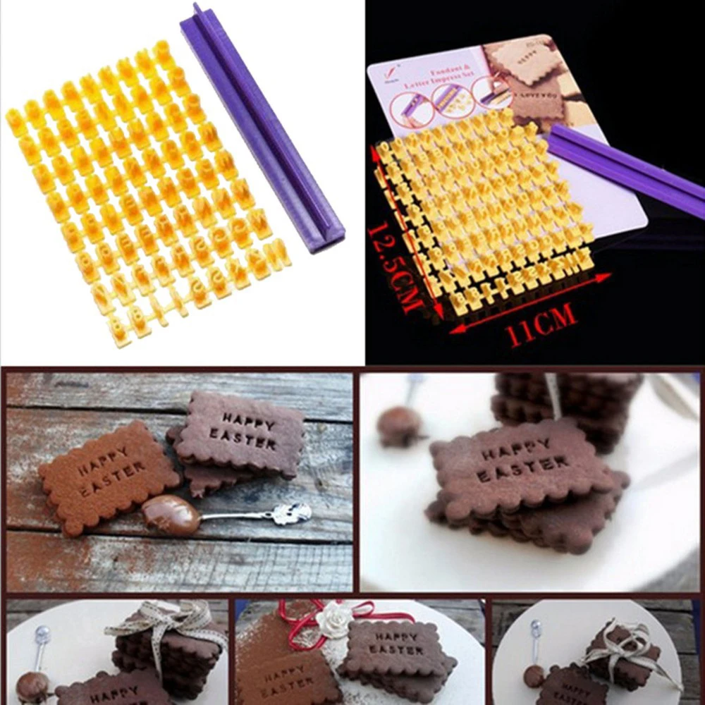 

Alphabet Letter Number Cookie Press Stamp Embosser Cutter Fondant Mould Cake Baking Molds Tools Round Cutter Stencil Cookies