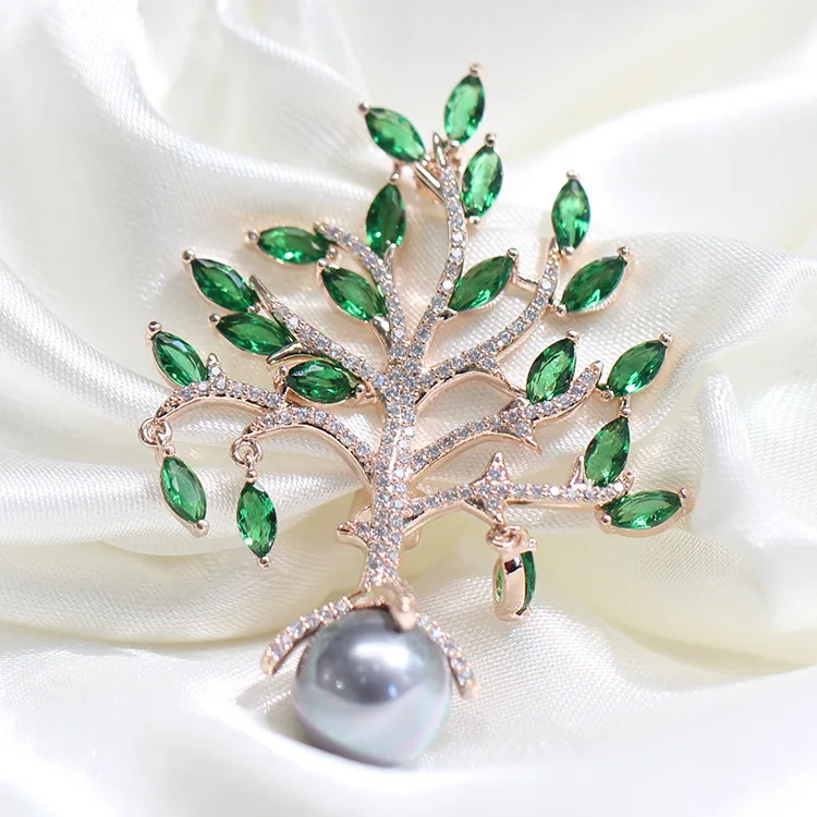 Зимняя Новинка изысканный камень зеленое дерево брошь инкрустированная