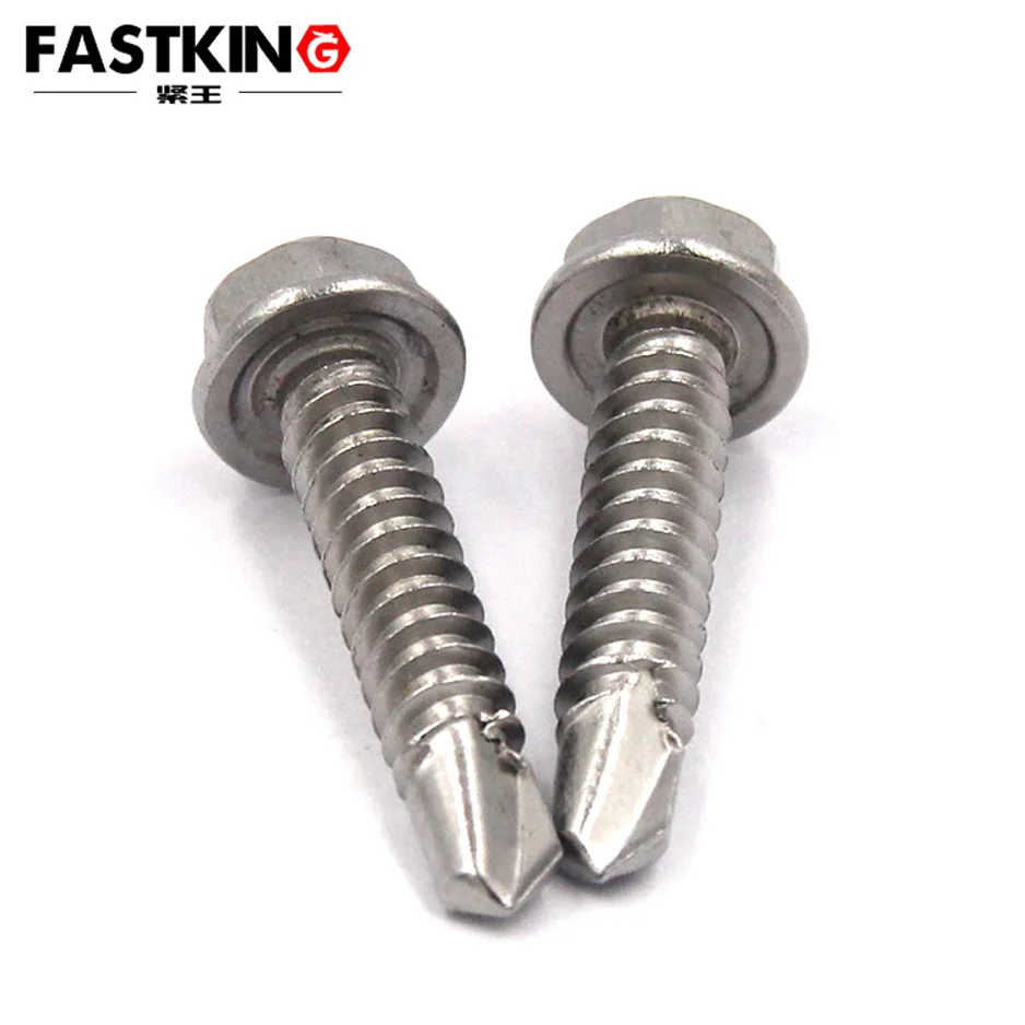 

20Pcs/Bag DIN7504k 410 Stainless Steel Self-Drilling Tapping Screws Hex Head Drilling Screws