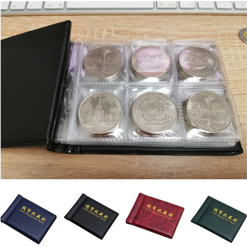 60 Pockets Coins Album Collection Book Mini Penny Coin Storage Album Book Collecting Coin Holders for Collector Gifts Supplies